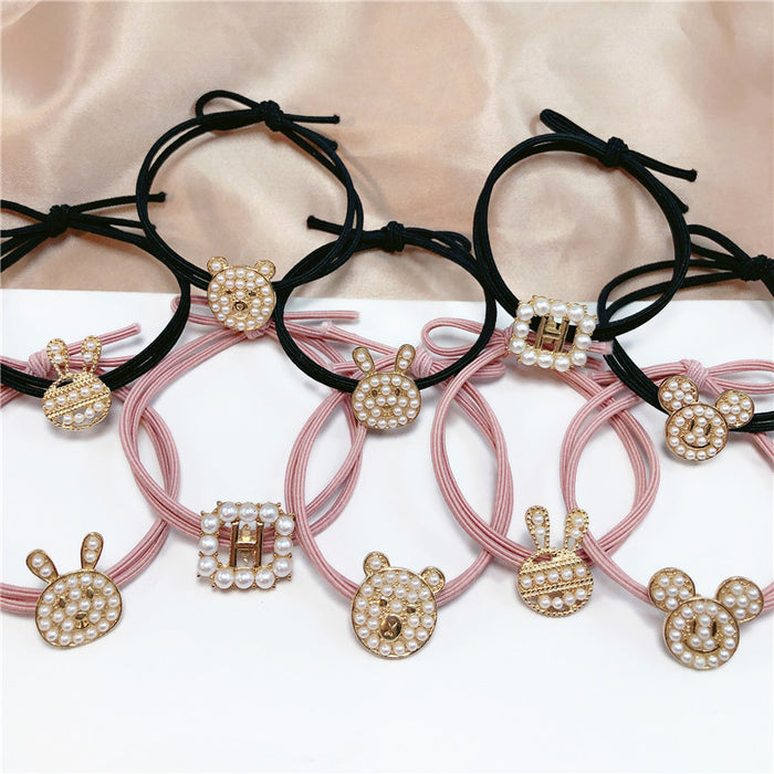 Jewelry WholesaleWholesale rabbit pearl metal hair rope (M) JDC-HS-Jiax024 Hair Scrunchies 佳芯 %variant_option1% %variant_option2% %variant_option3%  Factory Price JoyasDeChina Joyas De China