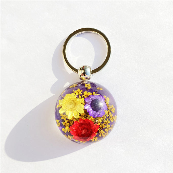 Jewelry WholesaleWholesale Random Resin Amber Dried Flower Keychain MOQ≥12 JDC-KC-AWei002 Keychains 艾薇 %variant_option1% %variant_option2% %variant_option3%  Factory Price JoyasDeChina Joyas De China