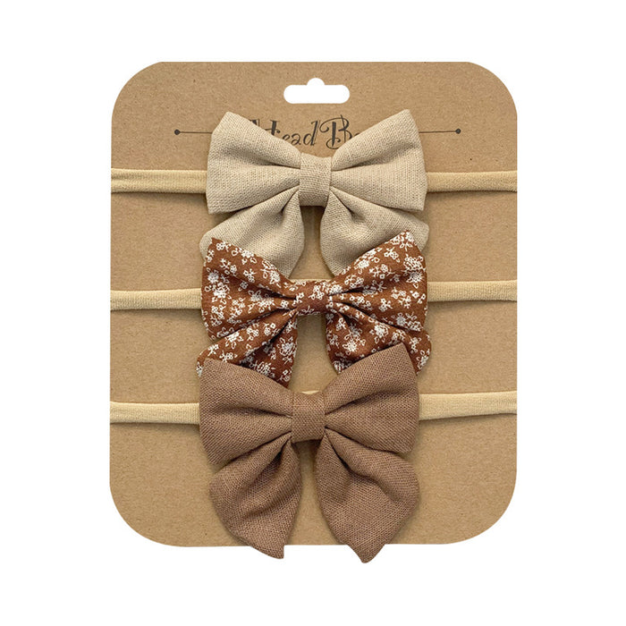 Wholesale Headband Cotton Linen Baby Soft Elastic Bow MOQ≥10 JDC-HD-AMSR004