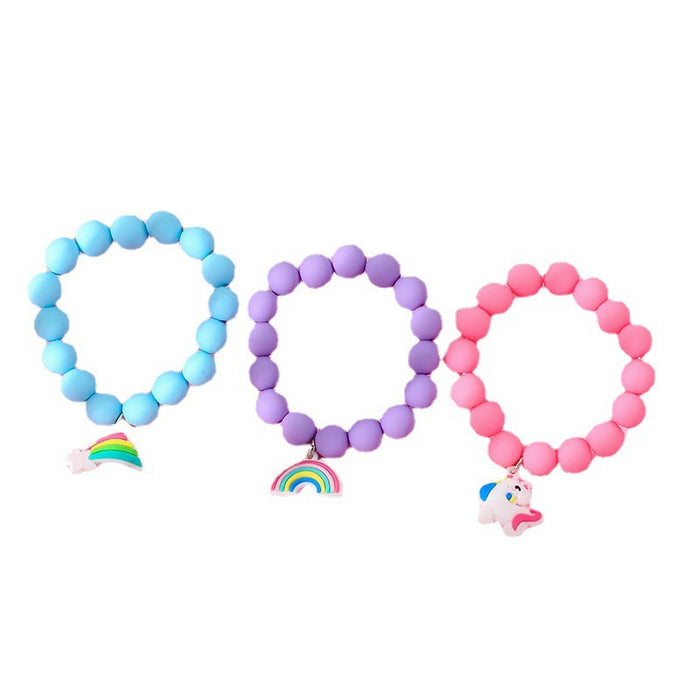 Wholesale bracelet cute soft pvc with rubber feel paint beads children's bracelet three-piece set JDC-BT-YiL001