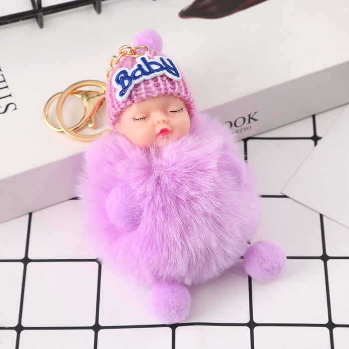 Wholesale sleeping cute doll fur ball keychain cute plush sleeping dream doll keychain MOQ≥2 JDC-KC-YXin003