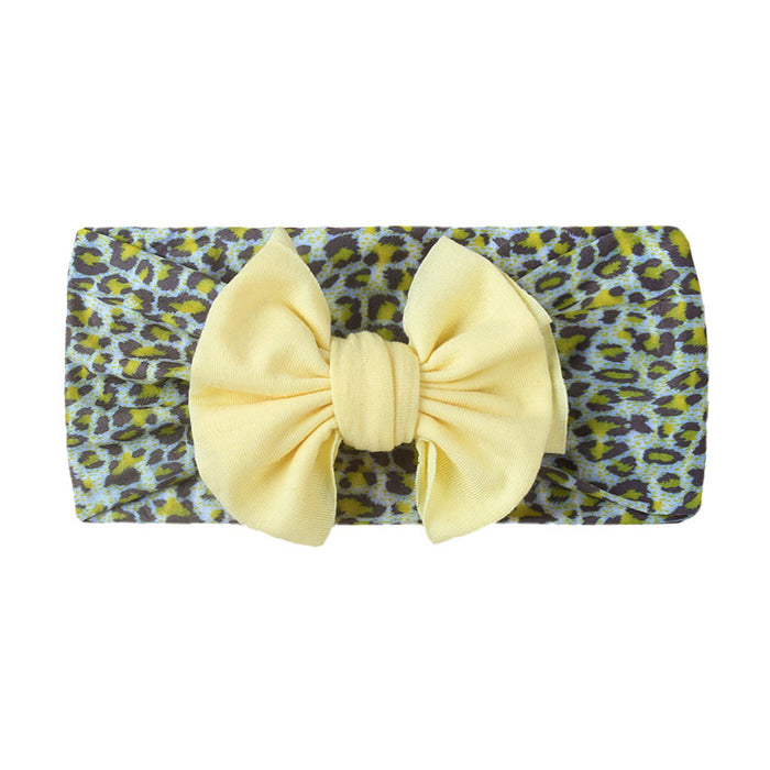 Wholesale leopard print solid color bow nylon bandana baby sweatband JDC-HD-ML030