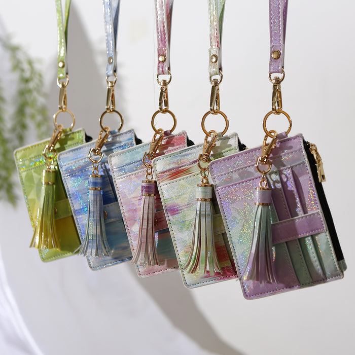 Wholesale keychain pu wrist strap card holder colorful leather coin purse MOQ≥2 JDC-KC-JM045