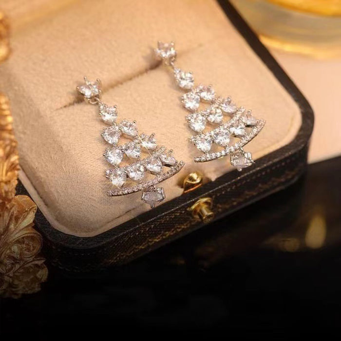 Wholesale Earrings Alloy Crystal Christmas Tree MOQ≥2 JDC-ES-QianZ002