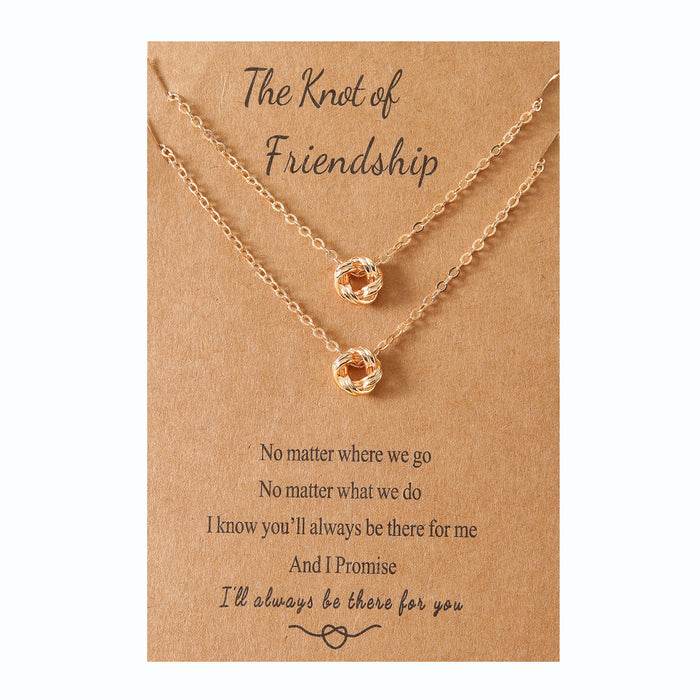 Wholesale friendship buckle knot card necklace sweater necklace JDC-NE-LanT002