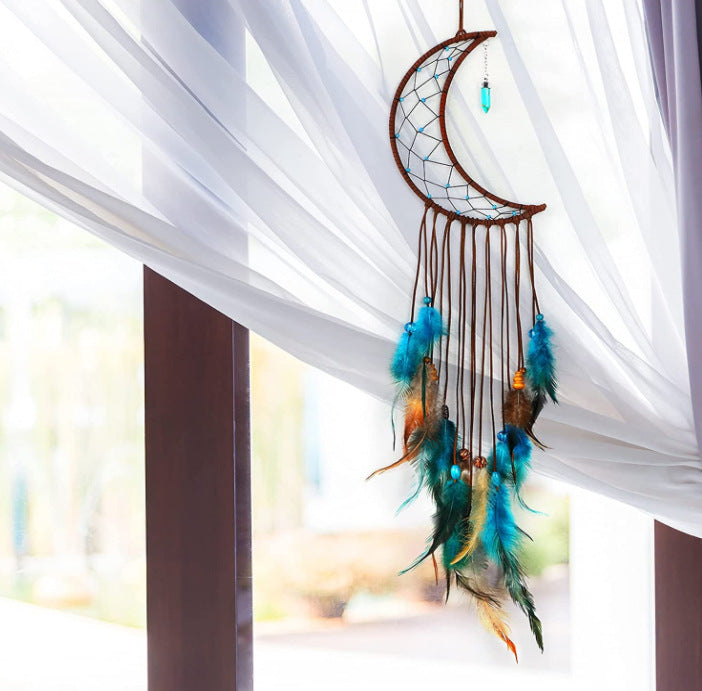 Jewelry WholesaleWholesale DIY Wind Chimes Star Moon Natural Stone Rope Feather Dreamcatcher JDC-DC-JYun001 Dreamcatcher 杰韵 %variant_option1% %variant_option2% %variant_option3%  Factory Price JoyasDeChina Joyas De China