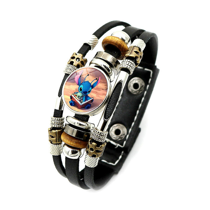 Wholesale Cartoon Alloy Glass Leather Cord Bracelet (M) JDC-BT-XuS004