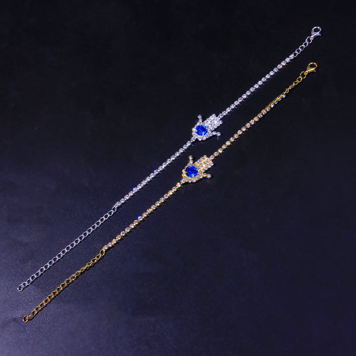 Jewelry WholesaleWholesale Blue Devil's Eye Rhinestone Palm Ankle Bracelet JDC-AS-XinS019 Anklet 宋谦 %variant_option1% %variant_option2% %variant_option3%  Factory Price JoyasDeChina Joyas De China