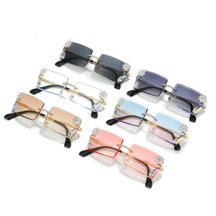 Wholesale PC Lens Diamond Small Square Sunglasses JDC-SG-XiY008