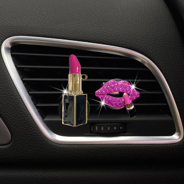 Wholesale Car Accessories Metal Lips Lipstick Diamonds Outlet Perfume Clip MOQ≥2 JDC-CA-ZNYK012