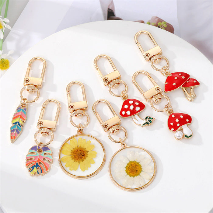 Jewelry WholesaleWholesale Color Enamel Mushroom Dried Flowers Leaves Alloy Keychain MOQ≥6 JDC-KC-Juej003 Keychains 觉际 %variant_option1% %variant_option2% %variant_option3%  Factory Price JoyasDeChina Joyas De China