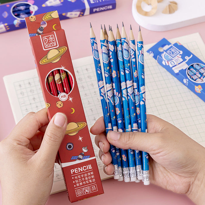 Wholesale pencil wooden 10pcs box planet with eraser JDC-PC-XuF001