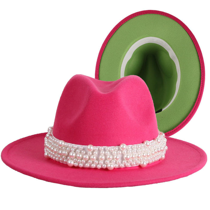 Wholesale Hat Woolen Double-sided Thickening British Retro Pearl Hat JDC-FH-XRong009