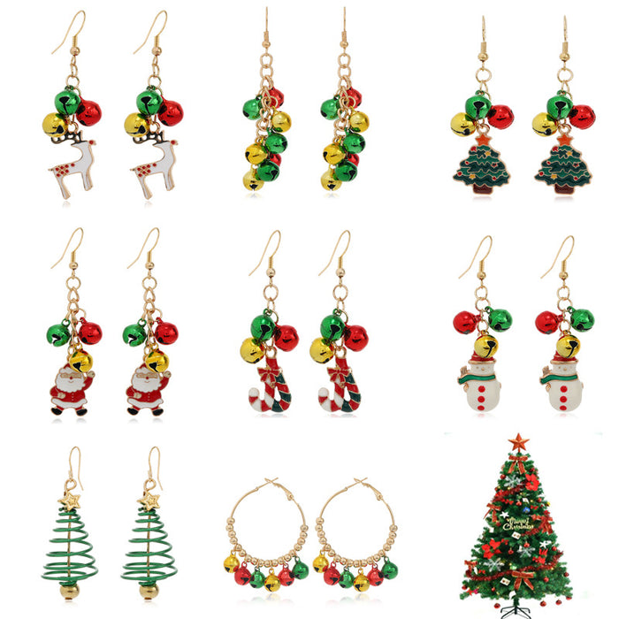 Wholesale Earrings Alloy Christmas Tree Color Bells MOQ≥2 JDC-ES-ZL023