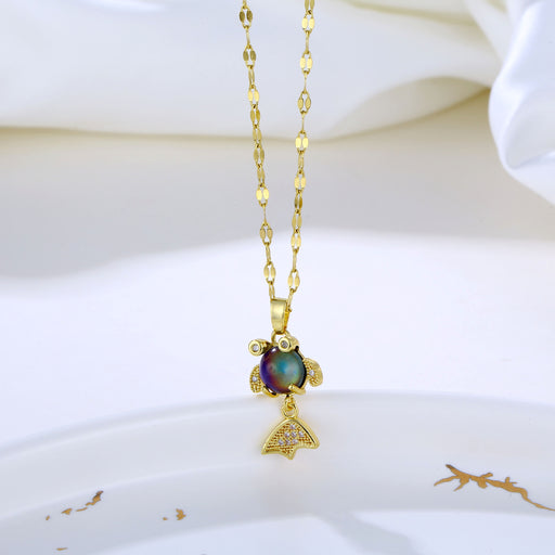 Jewelry WholesaleWholesale cute little goldfish necklace female niche color changing warm stone versatile JDC-NE-LouYue001 Necklaces 娄悦 %variant_option1% %variant_option2% %variant_option3%  Factory Price JoyasDeChina Joyas De China