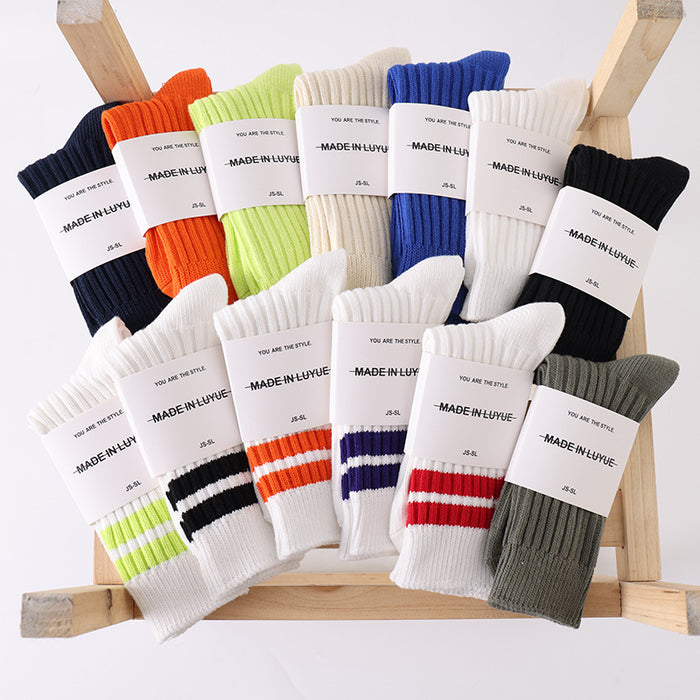 Wholesale Socks Cotton Solid Color Thick Line Tall Socks JDC-SK-LYue001