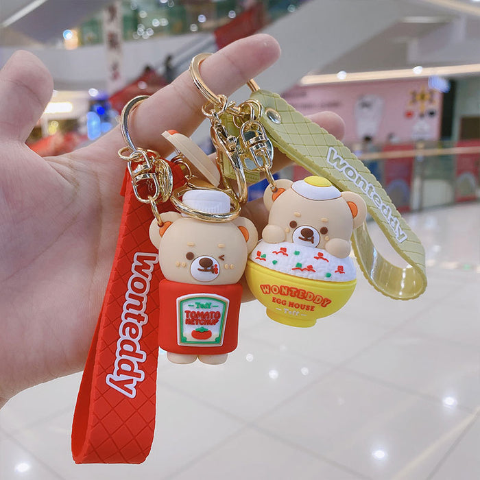 Wholesale keychain pvc cute teddy fries creative JDC-KC-BS015