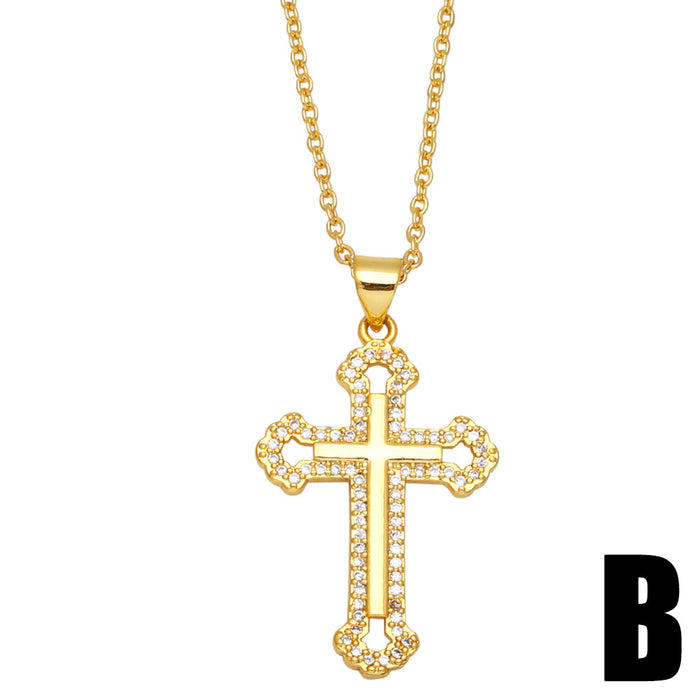 Wholesale Retro Cross Necklace Versatile High-Quality Temperament Sweater Chain JDC-NE-AS582