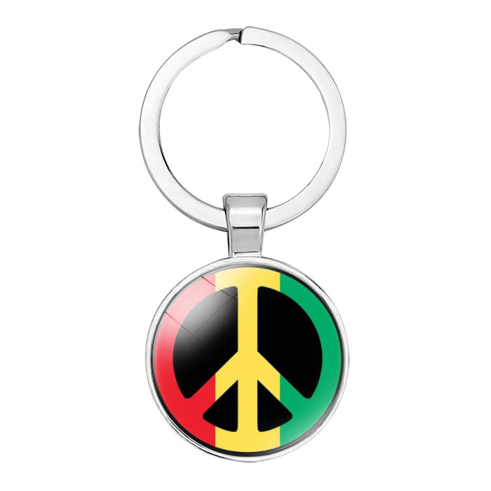 Wholesale Peace Sign Time Gemstone Alloy Glass Keychain JDC-KC-NingX012