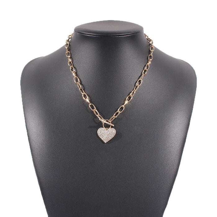 Jewelry WholesaleWholesale metal heart-set diamond single layer necklace JDC-NE-Qiandi002 Necklaces 纤迪 %variant_option1% %variant_option2% %variant_option3%  Factory Price JoyasDeChina Joyas De China