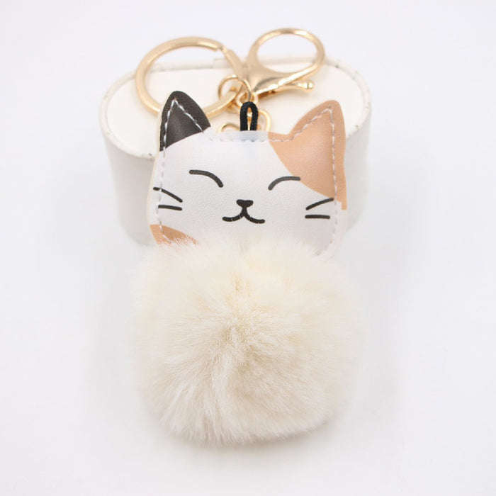 Wholesale Keychain Leather Plush Cute Cat Pendant JDC-KC-Zuge072