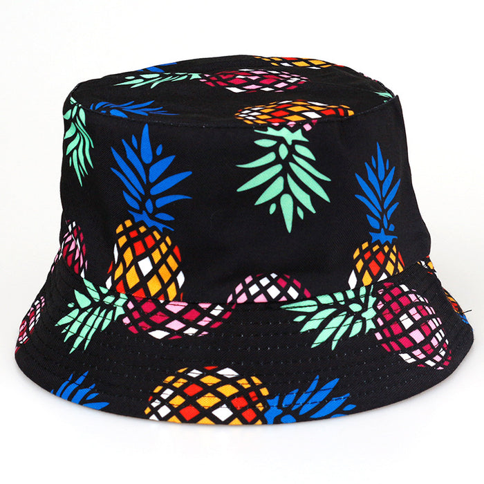 Wholesale Double Sided Pineapple Bucket Hat Surf Sun Protection Sun Hat JDC-FH-YFan003