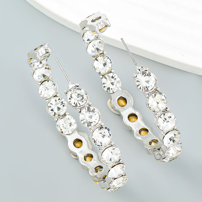 Wholesale Earrings Alloy Rhinestone Earrings Round JDC-ES-JL1042