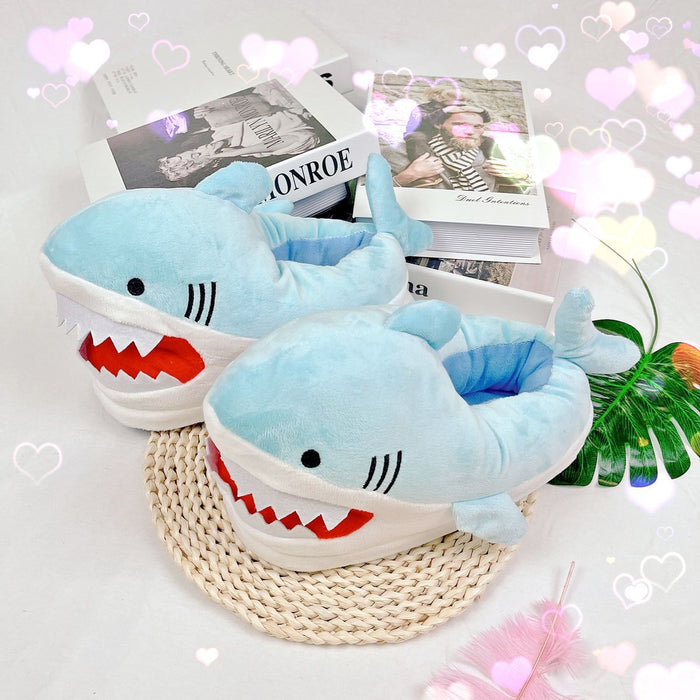 Wholesale Winter Cartoon Shark Head Plush Slippers JDC-SP-Dingy001