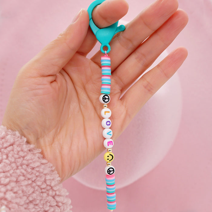 Jewelry WholesaleWholesale Boho Resin Soft Pottery Hand Woven Beaded Flower Smiley Keychain JDC-KC-Yuxz001 Keychains 煜星珠 %variant_option1% %variant_option2% %variant_option3%  Factory Price JoyasDeChina Joyas De China