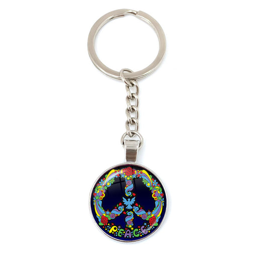 Jewelry WholesaleWholesale Peace Sign Time Gemstone Glass Zinc Alloy Keychain JDC-KC-MoS002 Keychains 陌上 %variant_option1% %variant_option2% %variant_option3%  Factory Price JoyasDeChina Joyas De China