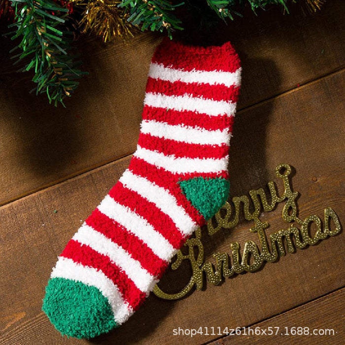 Wholesale Fuzzy Socks Coral Fleece Autumn Winter Thick Sleeping Socks Christmas JDC-SK-XiaoZ003