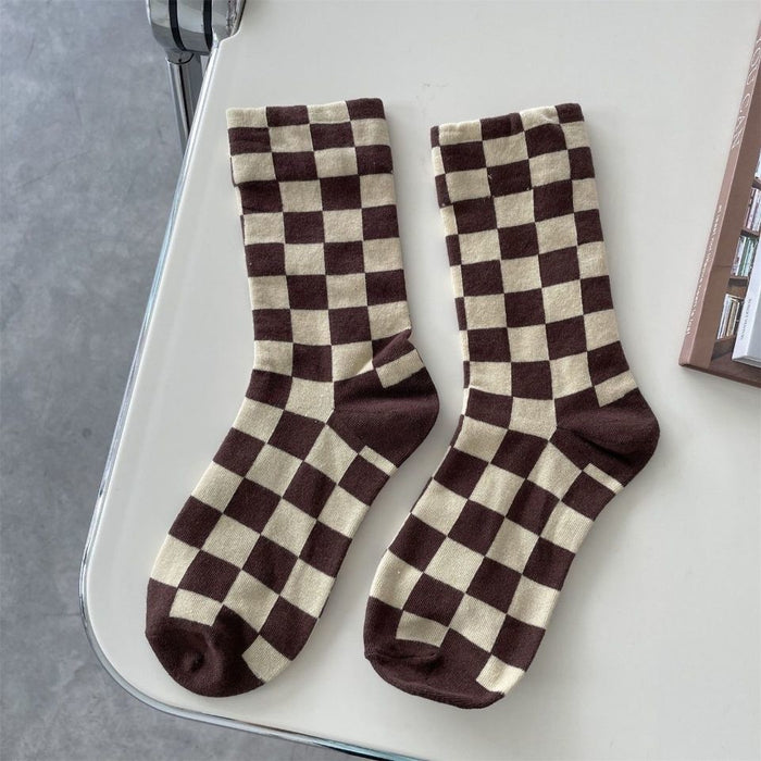 Wholesale Sock Polyester Cotton Checkerboard Thick Breathable Sweat Absorption MOQ≥2 JDC-SK-LanXii004