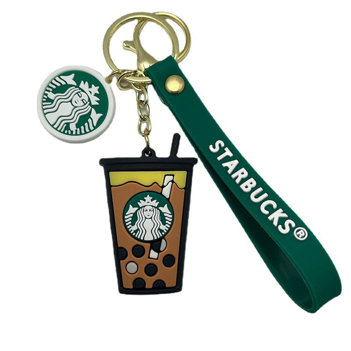 Wholesale Keychains PVC Hardware Milk Tea Coffee Cup Cute JDC-KC-MiaoY027