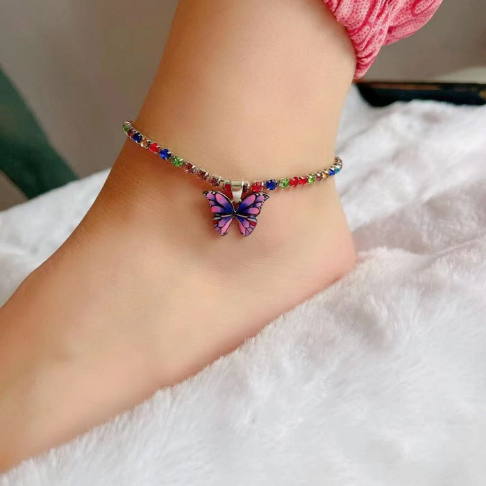 Wholesale Rhinestone Butterfly Pendant Creative Anklet JDC-AS-ShuK001