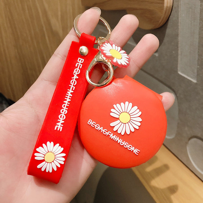 Jewelry WholesaleWholesale Small Daisy Makeup Mirror Silicone Keychain JDC-KC-FeiRun019 Keychains 飞润 %variant_option1% %variant_option2% %variant_option3%  Factory Price JoyasDeChina Joyas De China