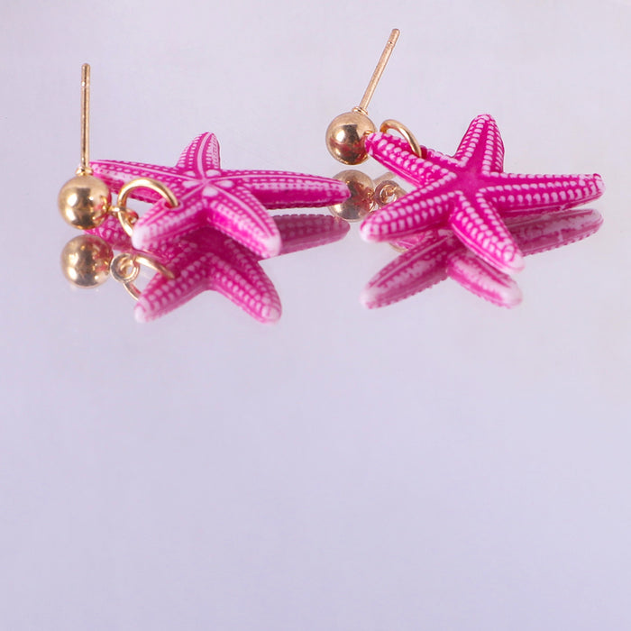 Wholesale Earrings Resin Cute Stereoscopic Starfish JDC-ES-SHIYU007