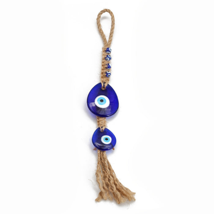 Wholesale Devil's Eye Hemp Rope Water Drop Car Pendant Keychain MOQ≥2 JDC-KC-Baiding007