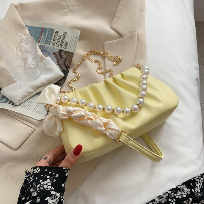 Wholesale Shoulder Bag PU Pearl Pleated Cloud Underarm Bag JDC-SD-Mingy001