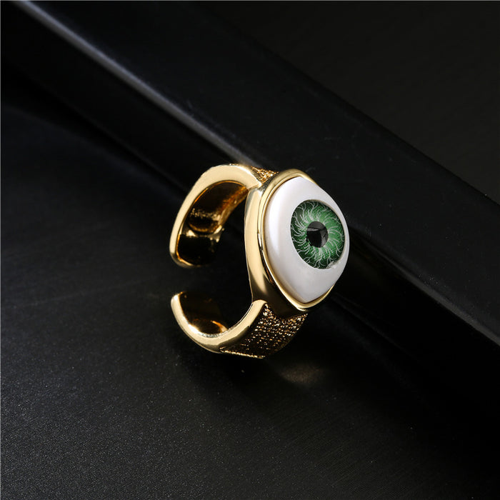 Wholesale Rings Copper 18K Gold Plated Devil's Eye Adjustable JDC-RS-PREMAG003