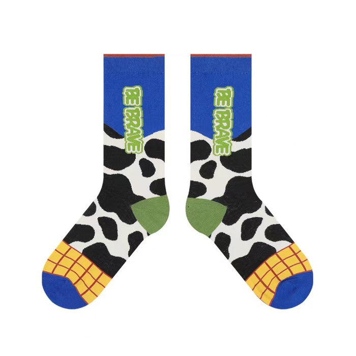 Wholesale socks cute cartoon tide brand milk spot letters pure cotton couple socks JDC-SK-HuiLi009