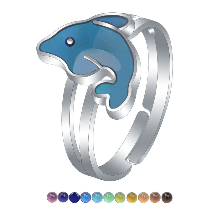 Wholesale Zinc Alloy Enamel Cartoon Turtle Animal Thermochromic Ring JDC-RS-LanA002