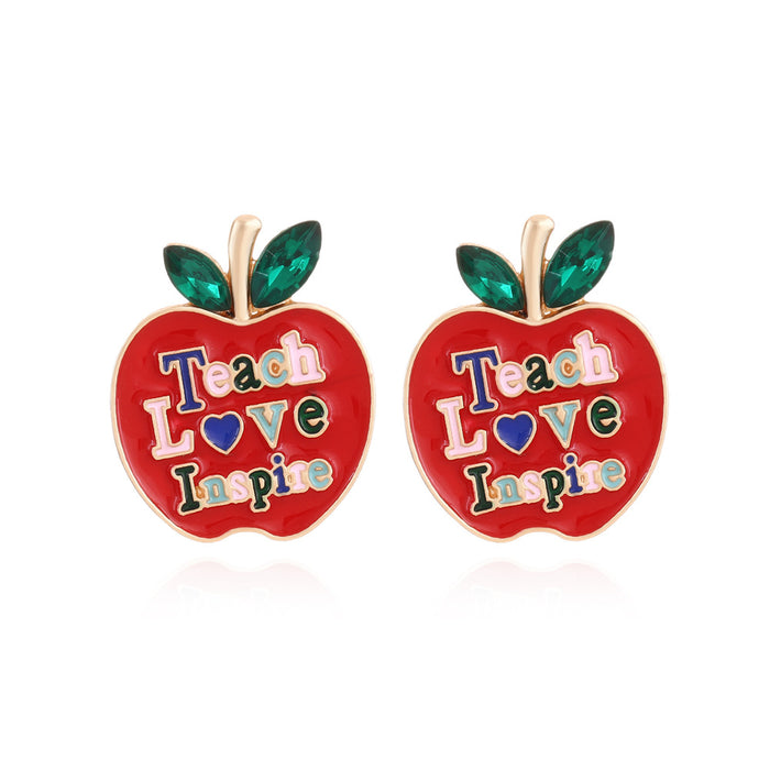 Wholesale Alloy Alphabet Apple Earrings JDC-ES-ManY041