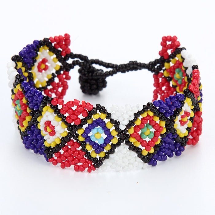 Wholesale rice bead mixed color  hand woven ethnic style bracelet JDC-BT-ZheQ019