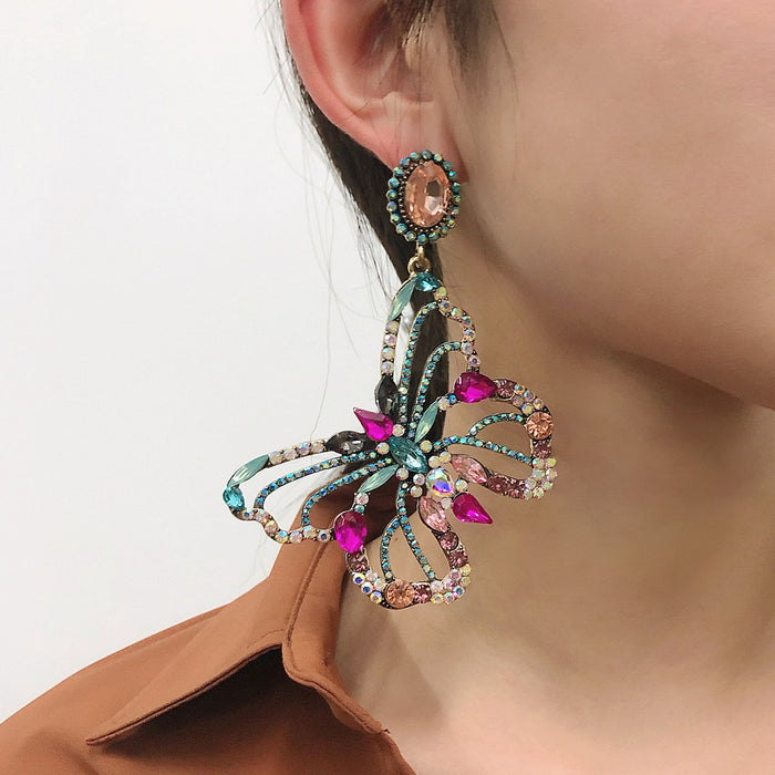 Wholesale Baroque Exaggerated Personality Butterfly Earrings JDC-ES-Qiandi009