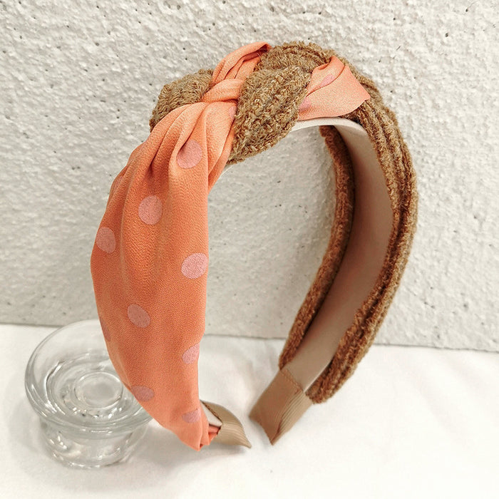 Wholesale fabric headband print polka dot knitted stitching MOQ≥2 JDC-HD-MIs009