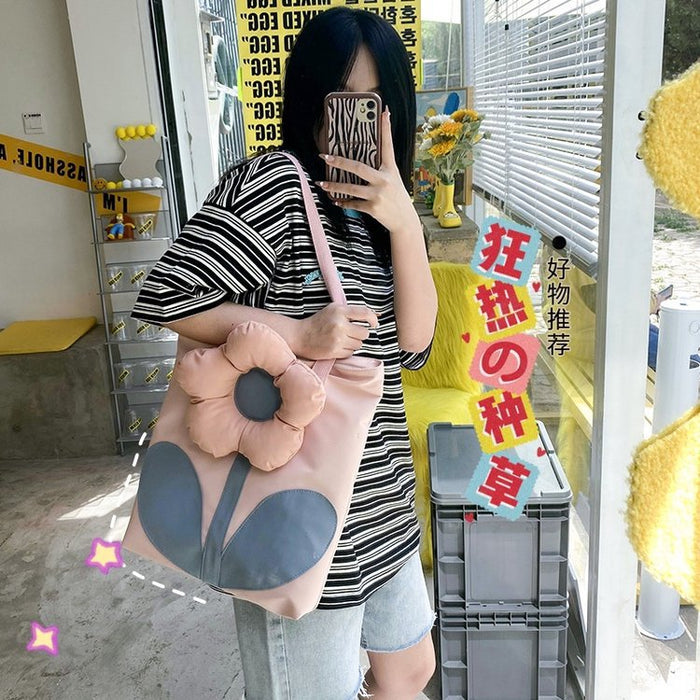 Wholesale nylon funny personality girl student flower shoulder bag JDC-SD-Hanc011