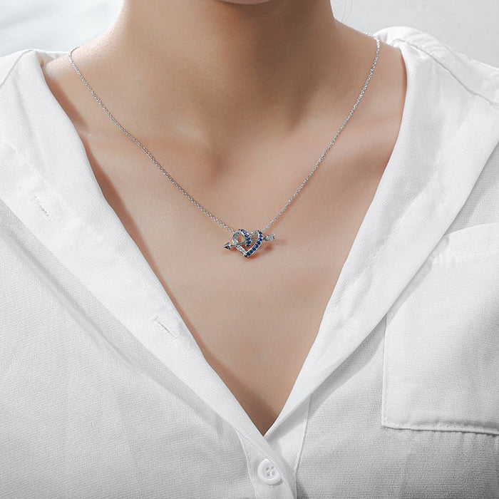 Wholesale twisting heart -shaped rhone -in necklace, one arrow, wears the heart chain JDC-NE-LongR007