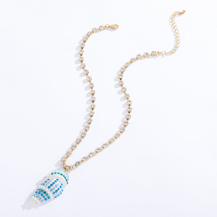 Wholesale the blue coast series resin conch inlaid necklace JDC-NE-KenJ001