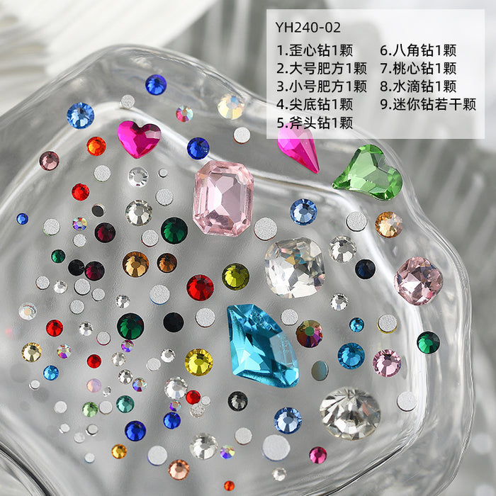 Wholesale Colored Gemstones Shaped Plastic Drill Nail Art Decorations JDC-NS-Wenyu002