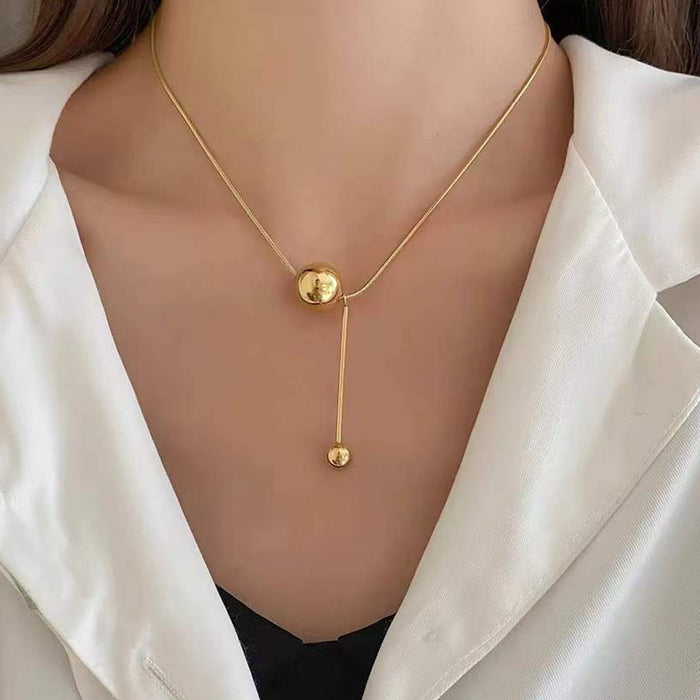 Jewelry WholesaleWholesale Metal Ball Pendant Necklace Long Sweater Chain JDC-NE-A111 Necklaces 妙雅 %variant_option1% %variant_option2% %variant_option3%  Factory Price JoyasDeChina Joyas De China